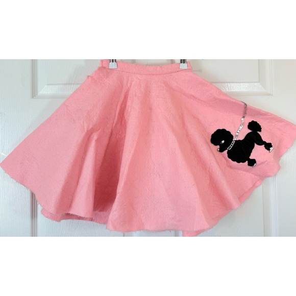 None Other - Vintage Girls Pink Felt Poodle Skirt Small